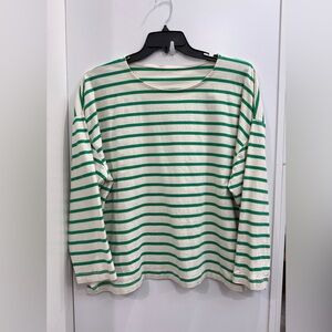 Maurices Green & Cream Striped Top Perfect for the Holidays!